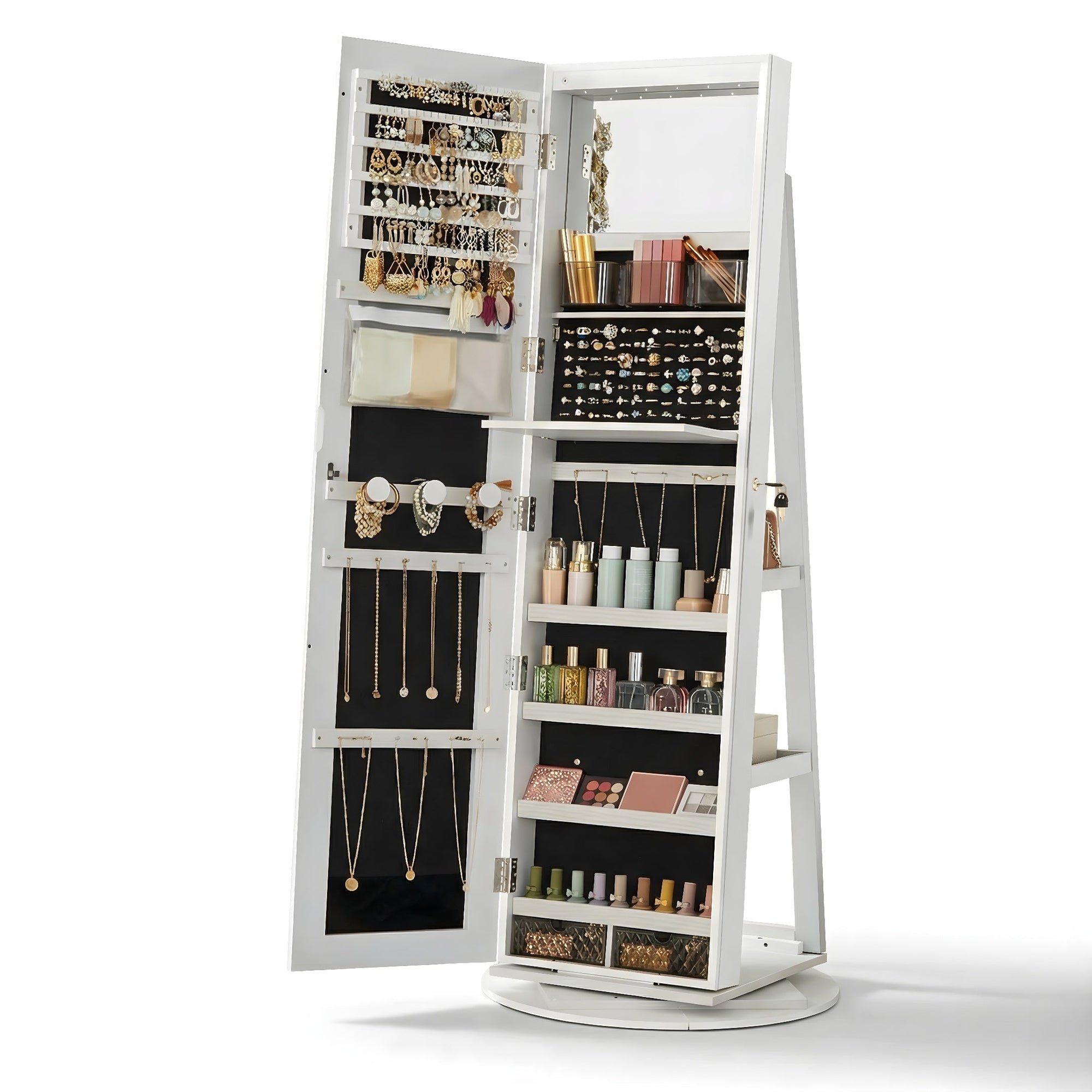 Espelho Porta Joias 360° com Organizador Interno