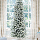 Árvore de Natal Artificial Slim King Flock® de com 650 Luzes LED Branco Quente