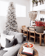 Árvore de Natal Artificial Slim King Flock® de com 650 Luzes LED Branco Quente