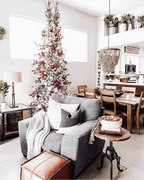 Árvore de Natal Artificial Slim King Flock® de com 650 Luzes LED Branco Quente