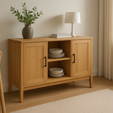 Aparador 2 Portas Madeira Natural Seção Aberta 120cm